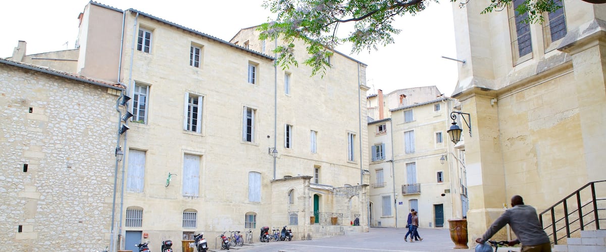 Montpellier welches beinhaltet Platz oder Plaza, Fahrradfahren und Straßenszenen