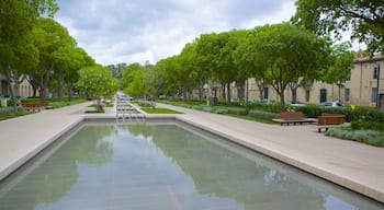 Nîmes toont een plein en een vijver