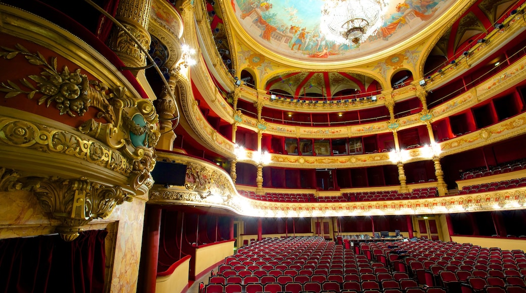 Opéra ofreciendo escenas de teatro, elementos del patrimonio y vistas interiores