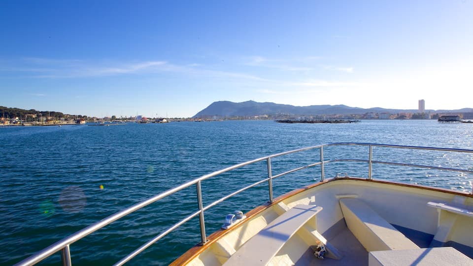 Toulon montrant ville côtière, navigation et baie ou port