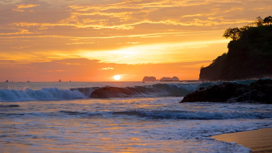 Flamingo Beach showing general coastal views, a sunset and landscape views