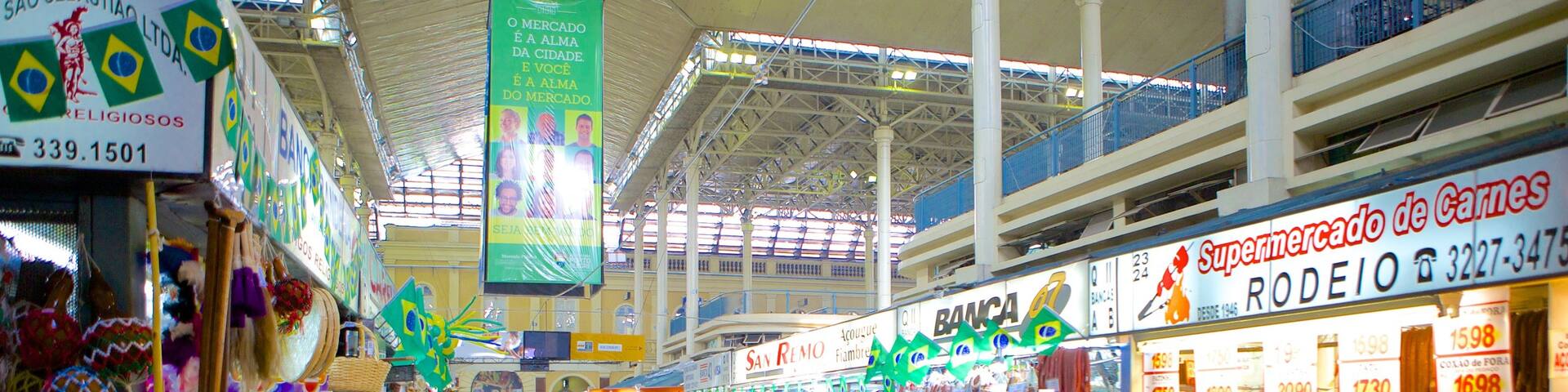 Public Market showing interior views and shopping as well as a large group of people