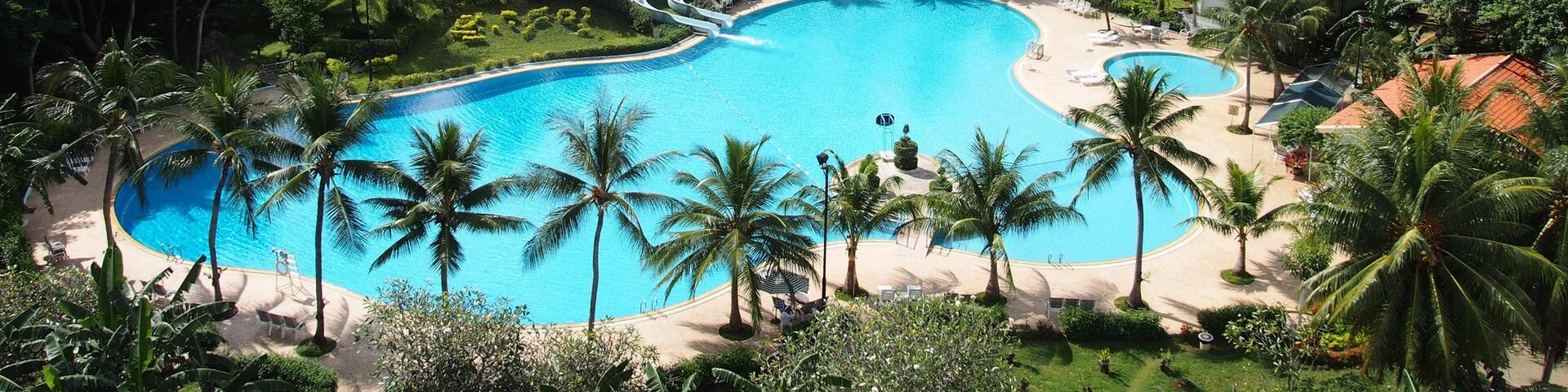 Saipan showing a pool, landscape views and a luxury hotel or resort