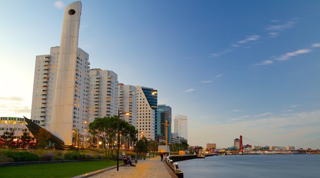 Rotterdam which includes a city, a bay or harbour and city views