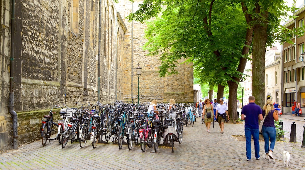 Basilica of Our Lady showing cycling and street scenes as well as a large group of people