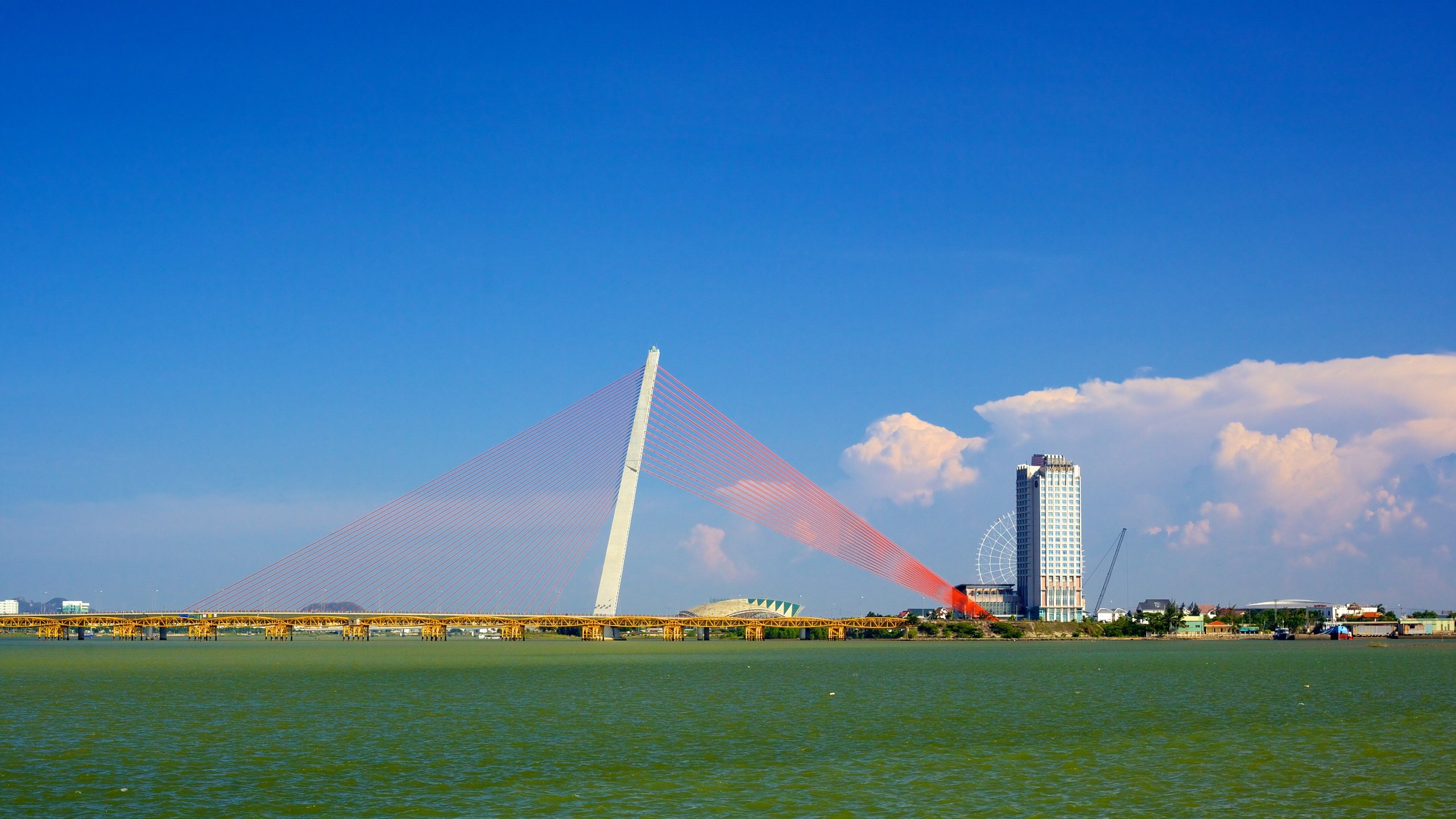 Da Nang featuring modern architecture, a bridge and general coastal views