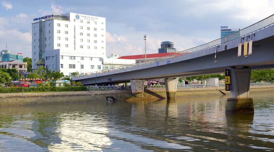 Saigon River showing a bridge and a river or creek