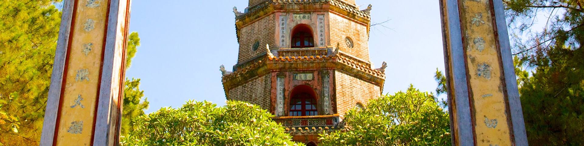 Thien Mu Pagoda featuring a temple or place of worship and heritage architecture