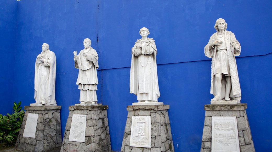 San Salvador which includes religious aspects and a statue or sculpture