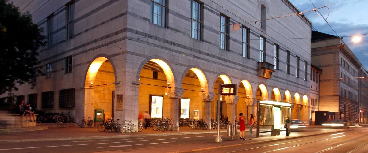 Basel Art Museum which includes street scenes and night scenes