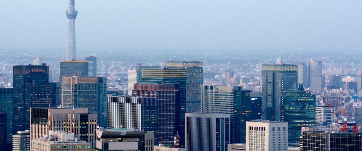 東京晴空塔 呈现出 山水美景 和 城市風景
