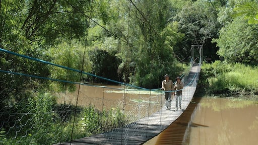 Chaco mostrando escalada ou caminhada, um rio ou córrego e uma ponte
