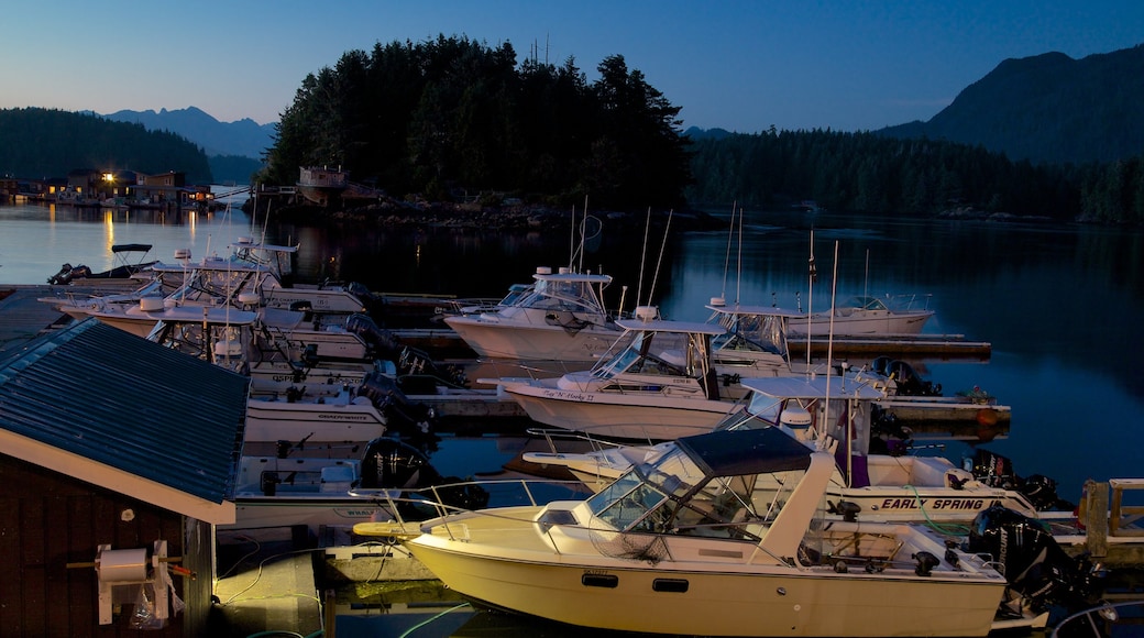 Tofino mit einem bei Nacht, Bootfahren und Marina