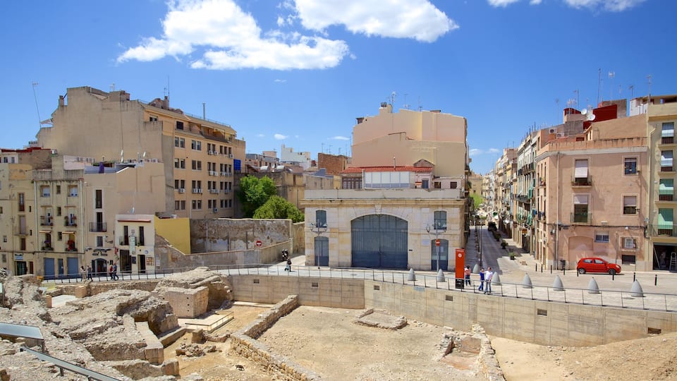 Tarragona Roman Wall featuring building ruins and a city