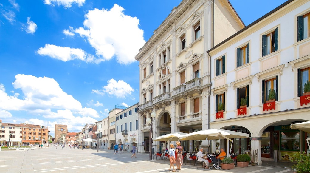 Piazza Ferretto which includes street scenes, outdoor eating and a square or plaza