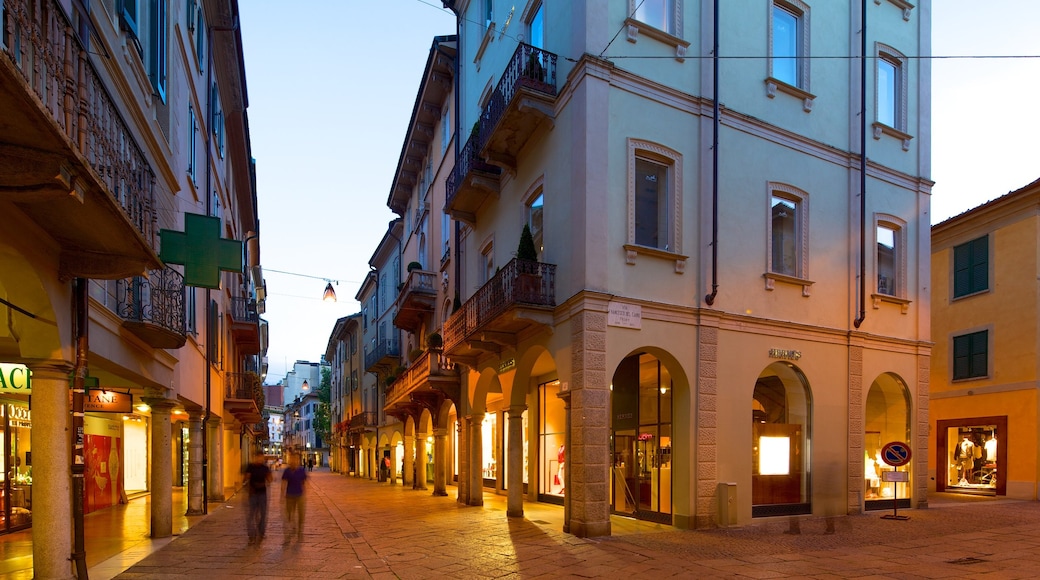 Varese which includes night scenes and street scenes