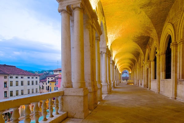 Piazza dei Signori featuring night scenes, heritage elements and heritage architecture