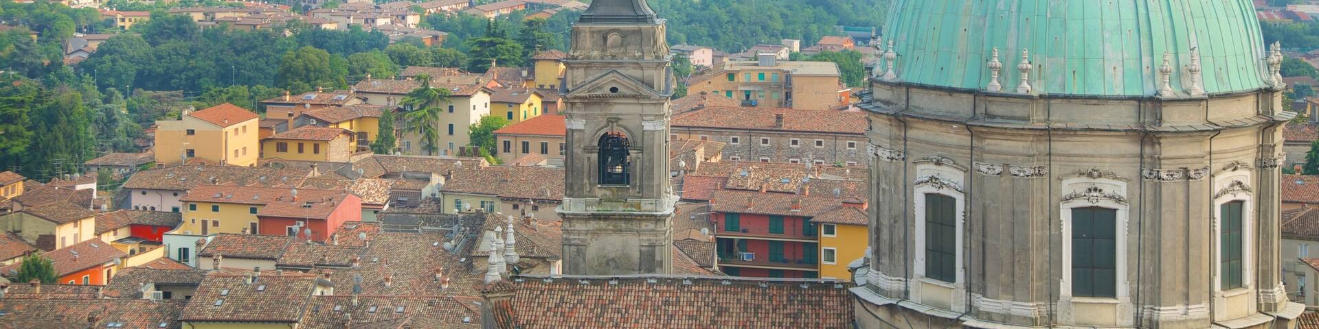 Civic Tower featuring a small town or village, a church or cathedral and landscape views