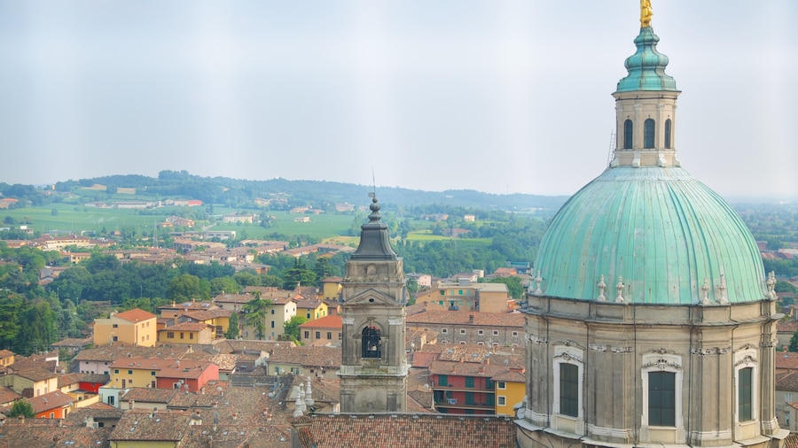 Civic Tower featuring a small town or village, a church or cathedral and landscape views