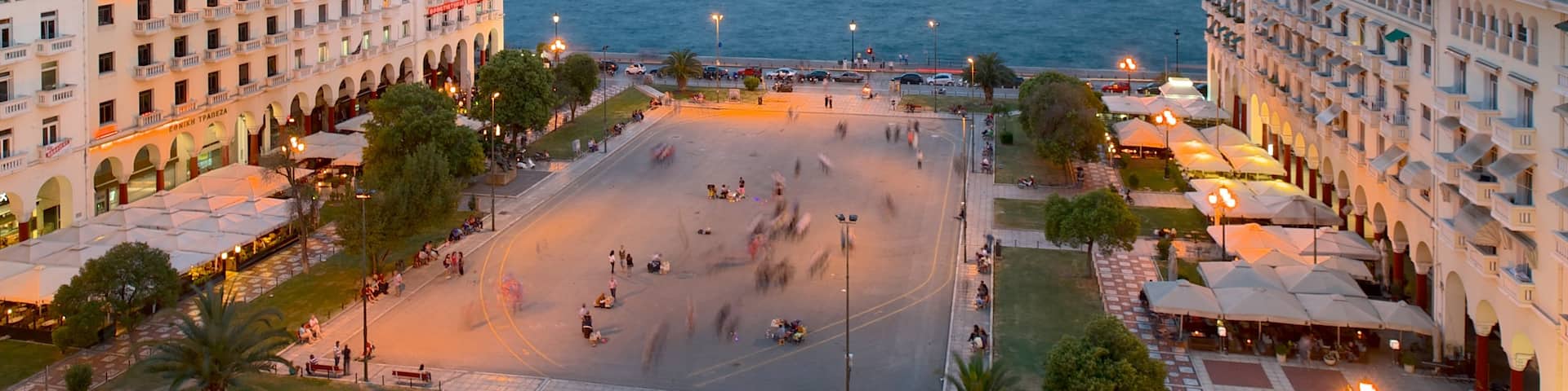 Aristotelous Square featuring a square or plaza, general coastal views and a coastal town