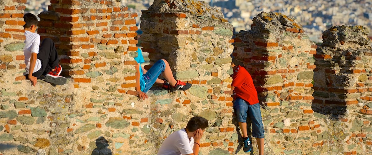 Byzantine Walls which includes heritage elements and building ruins as well as a small group of people