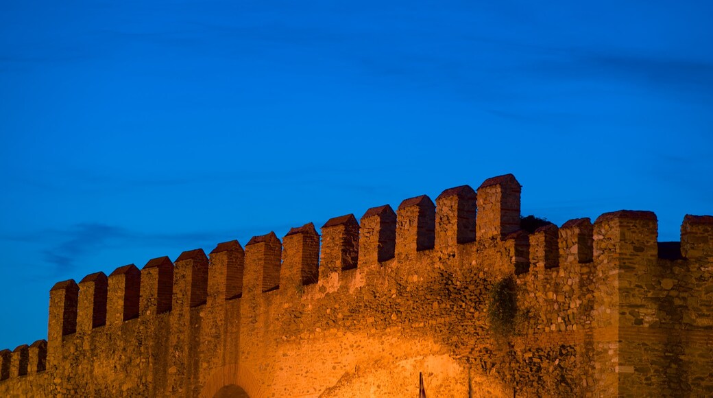 Byzantine Walls showing night scenes and heritage architecture