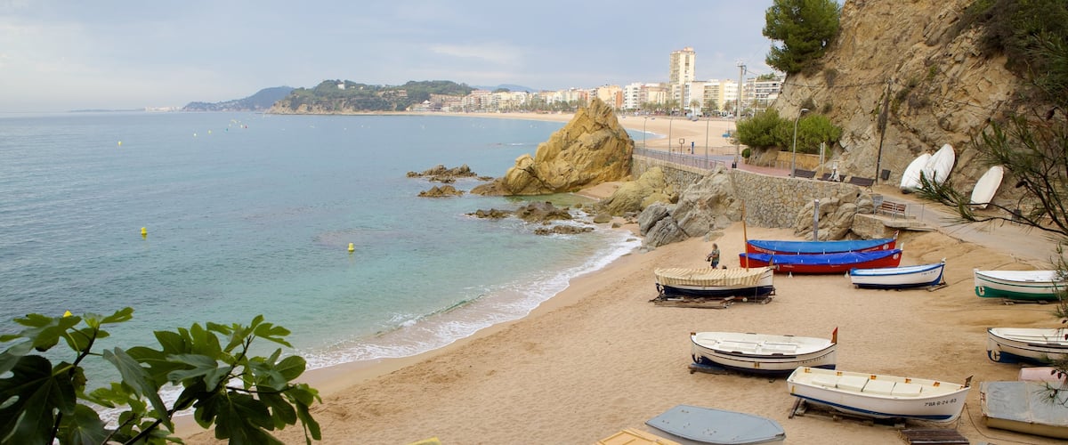 Lloret de Mar Beach showing landscape views, a beach and boating
