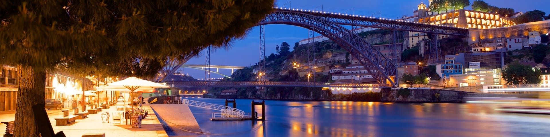 Dom Luis I Bridge featuring night scenes, street scenes and a bridge