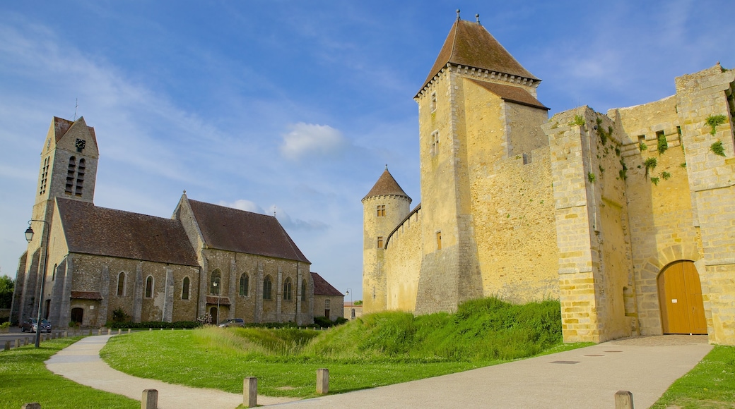 Melun mostrando un castillo y elementos patrimoniales