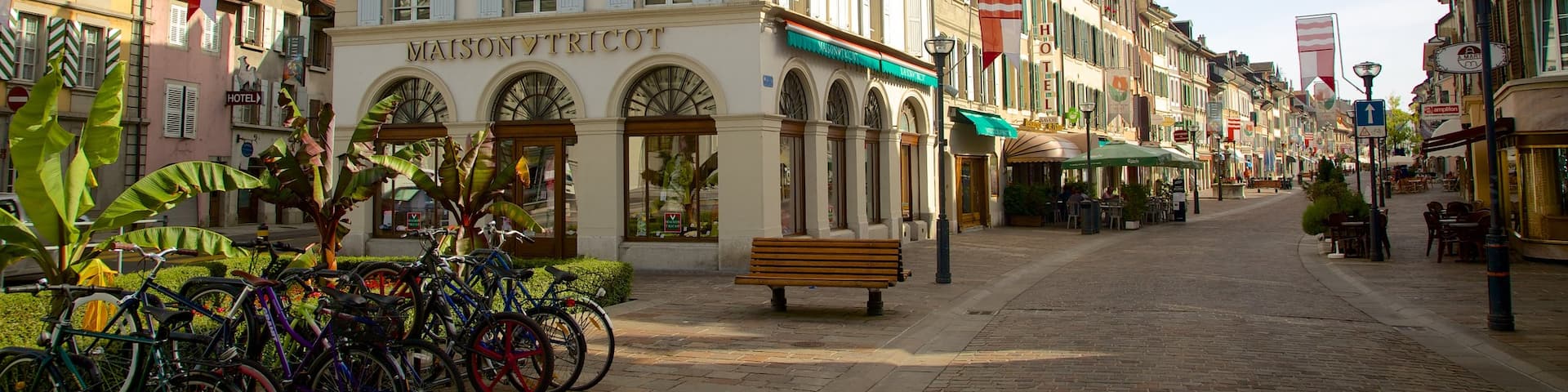 Morges which includes street scenes