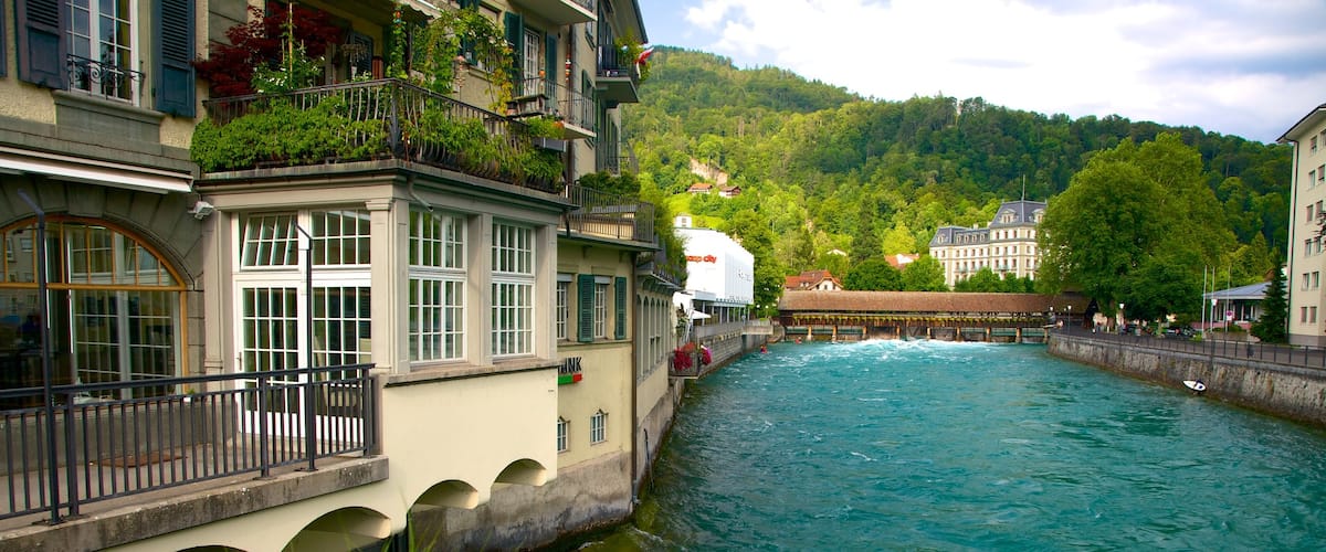 Thun featuring a house, a river or creek and flowers