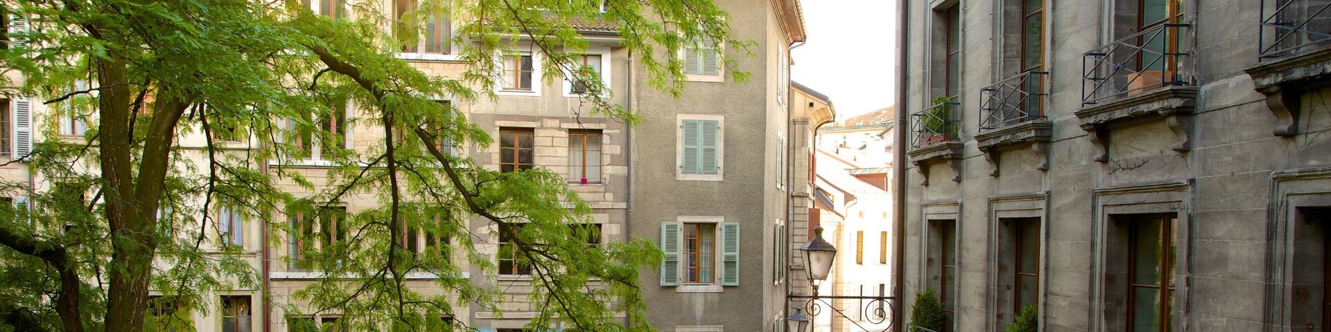 Bourg-de-Four Square which includes a small town or village