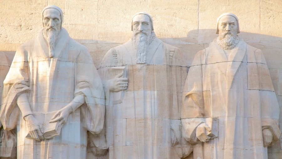 Reformation Wall Monument which includes a statue or sculpture and outdoor art