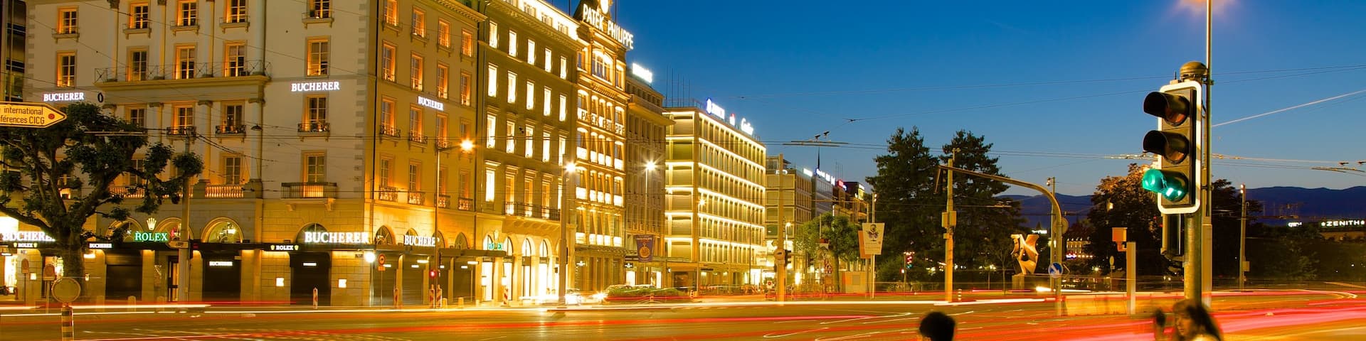 Patek Philippe Watch Museum featuring a city, street scenes and night scenes