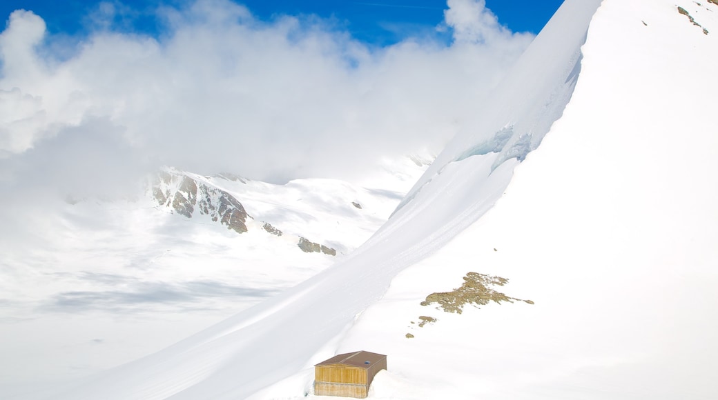 Jungfraujoch showing mist or fog, mountains and snow