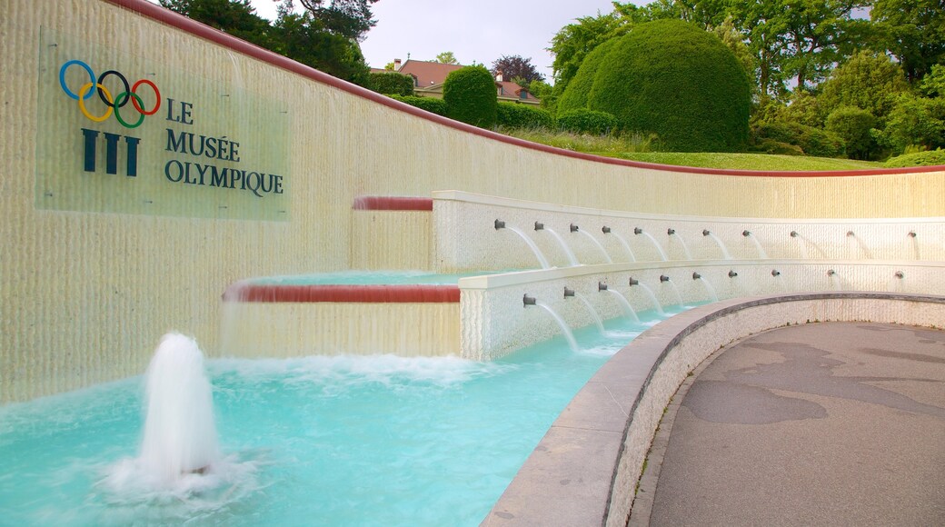 Olympic Museum showing a fountain