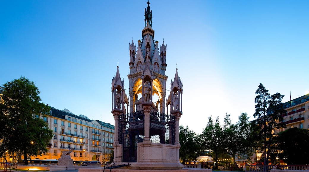 Genève som inkluderar ett monument, ett torg och historiska element