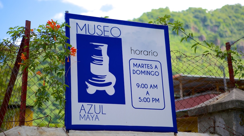 Lake Atitlan featuring signage