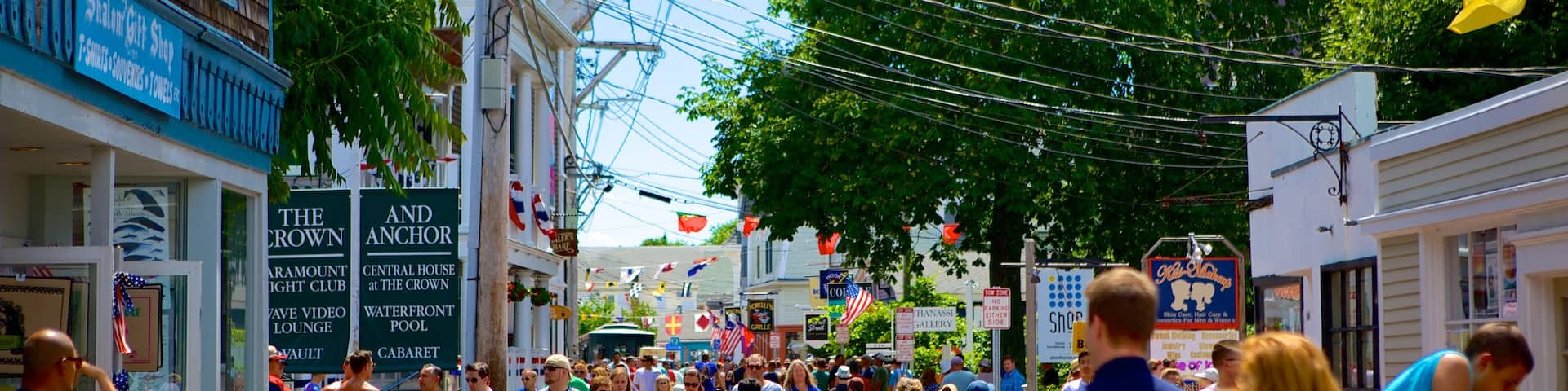 Cape Cod showing street scenes as well as a large group of people
