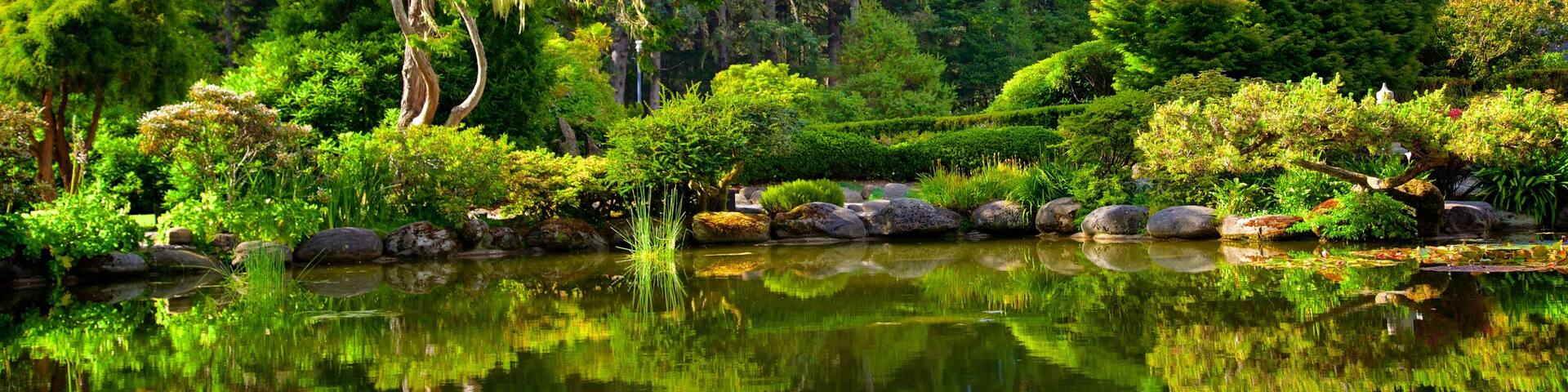 Shore Acres State Park featuring a pond and forest scenes