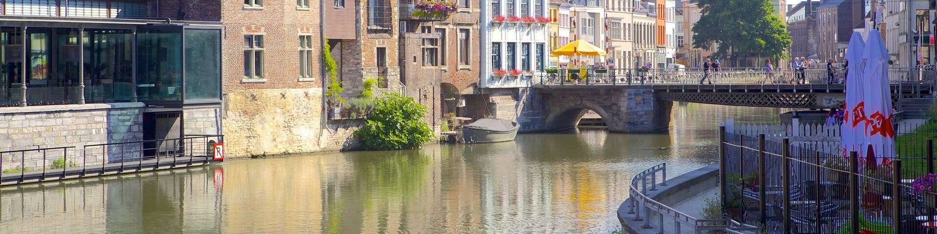 Ghent which includes a river or creek, a small town or village and a bridge
