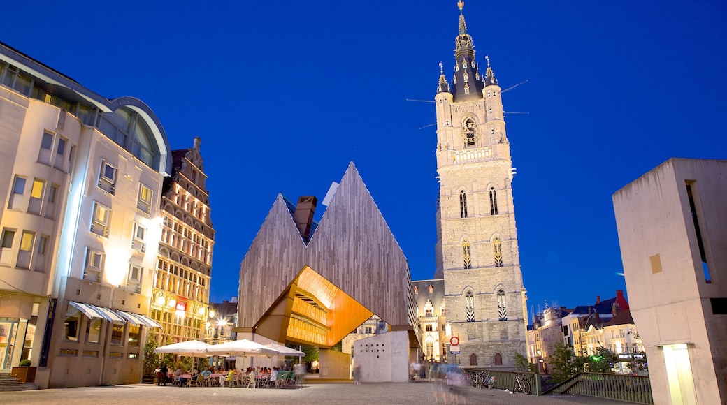 Campanario de Ghent mostrando patrimonio de arquitectura, arquitectura moderna y una ciudad