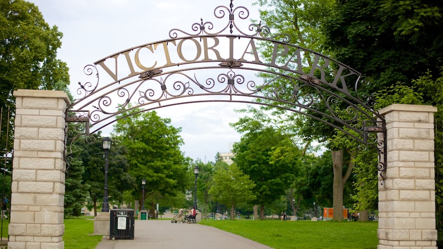 Victoria Park das einen Park und Beschilderung