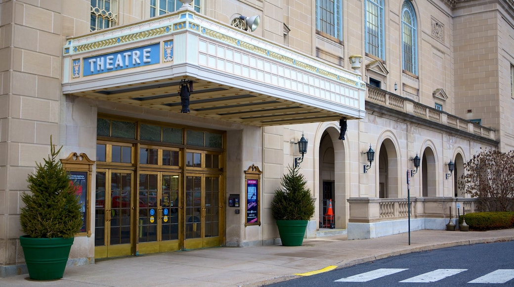 Hershey Theatre which includes theatre scenes and street scenes