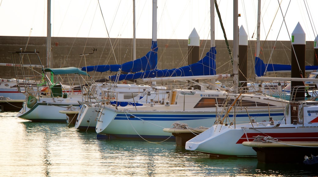 Okinawa showing a marina