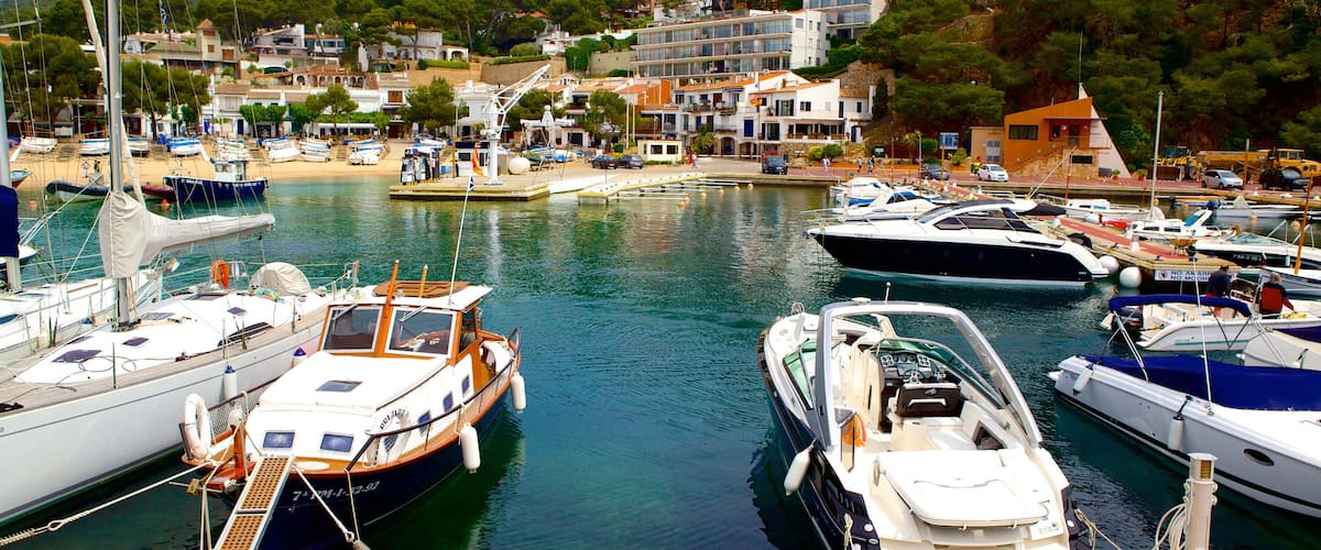 Llafranc which includes a coastal town and a marina