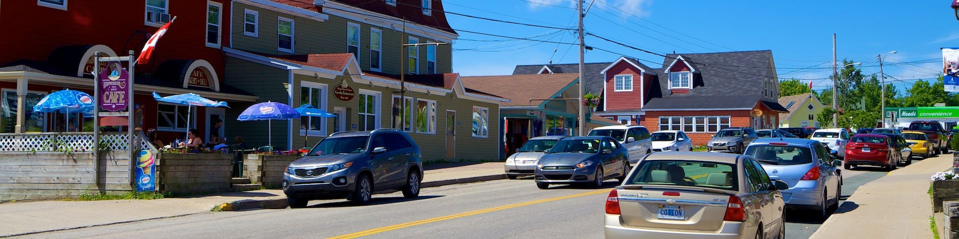 Baddeck which includes street scenes and a small town or village