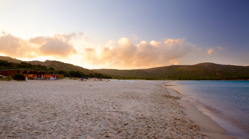 Balistra-stranden som inkluderer strand og solnedgang