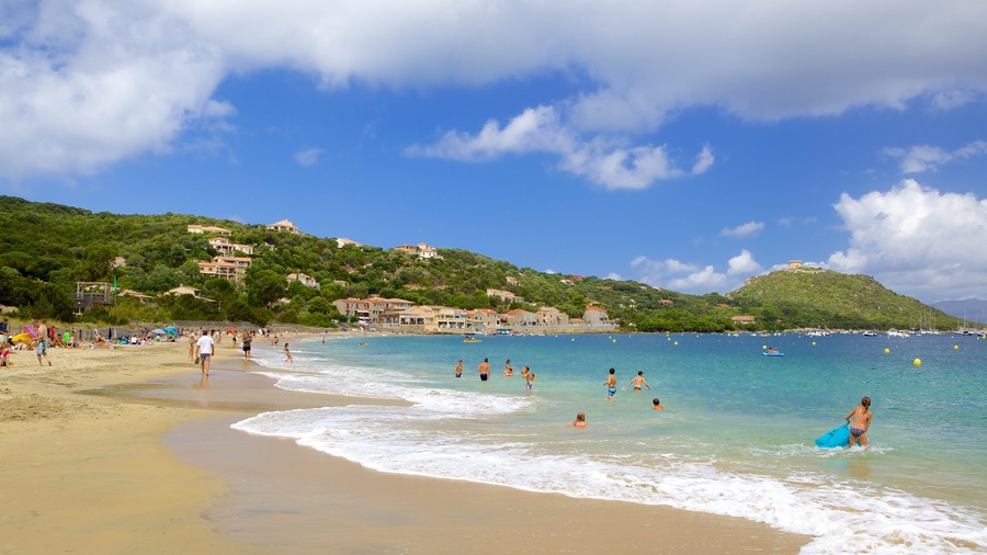 Belvedere-Campomoro which includes a sandy beach and swimming