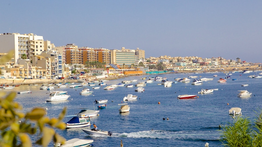 Qawra which includes boating and a coastal town